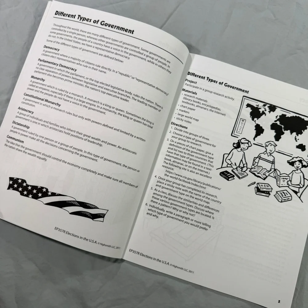 Edupress Hands-On Heritage Elections in the U.S.A. Activity Book Grades 3+